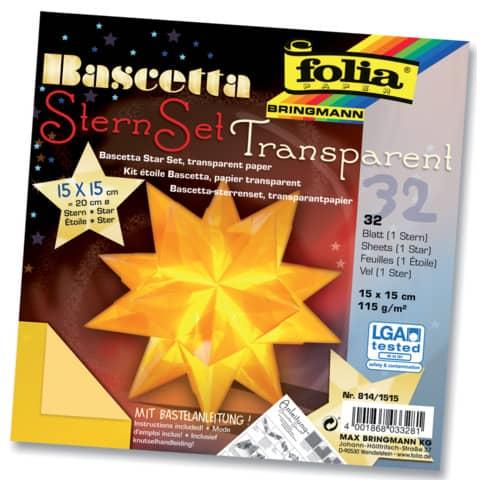 Folia, Bastelpapier, Faltblätter Bascetta-Stern midi gelb (32 x)
