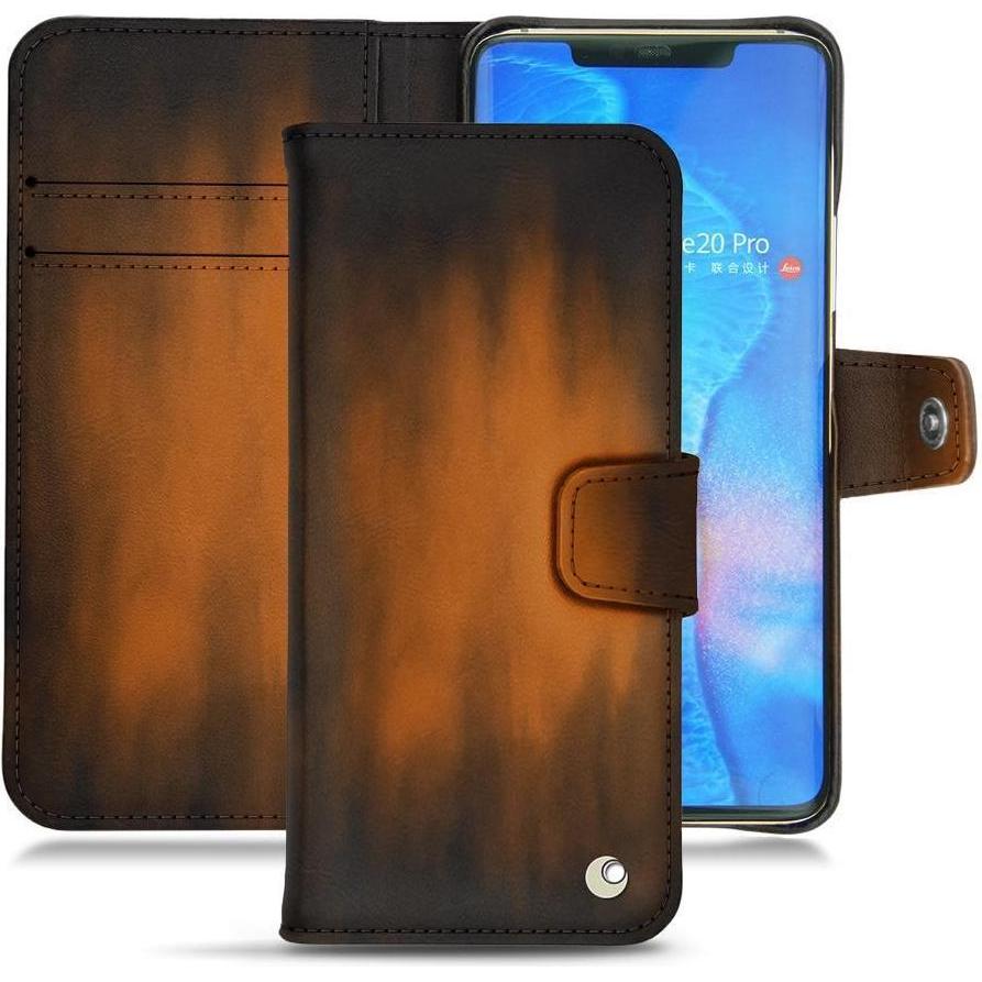 Noreve Lederschutzhülle Wallet (Huawei Mate 20 Pro), Smartphone Hülle, Braun