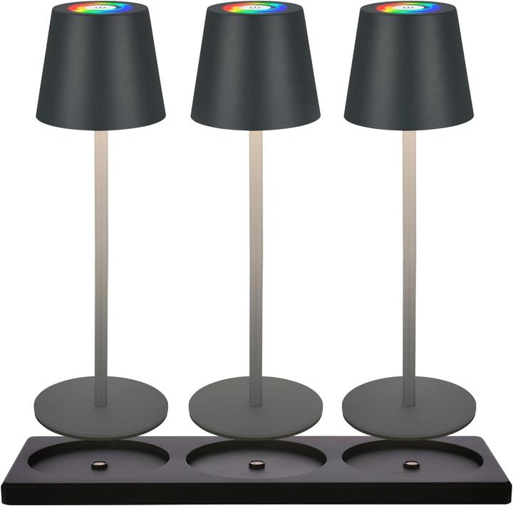 Image du produit Briloner Lampe de table LED RVB rechargeable avec station de charge, réglable en continu (200 lm)