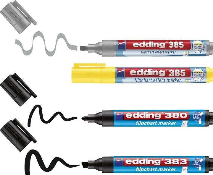 Productafbeelding Edding 385/380/383 Flipchart-Marker farbsortiert 1,0 - 5,0 mm, 4 St. (4x)