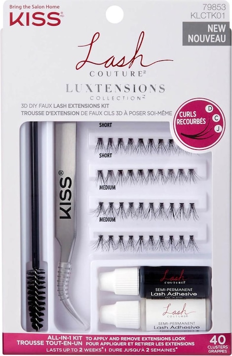 KISS Lashes - Kit Couture LuXtension en grappe (Cils artificiels, Colle pour cils, Applicateur de cils)