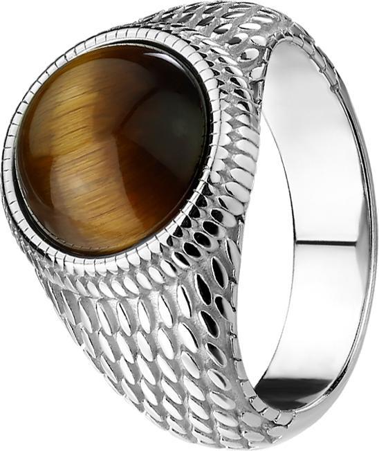 Immagine prodotto Star Piercing Anello in argento in pelle di lucertola con pietra occhio di tigre (64, Acciaio)