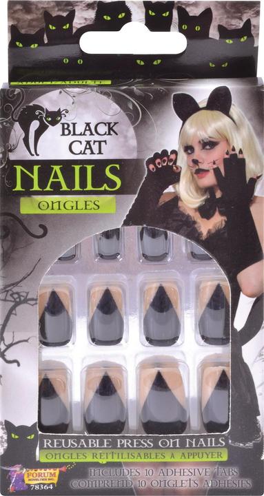 Bristol Novelty False fingernails black cat 10-pack