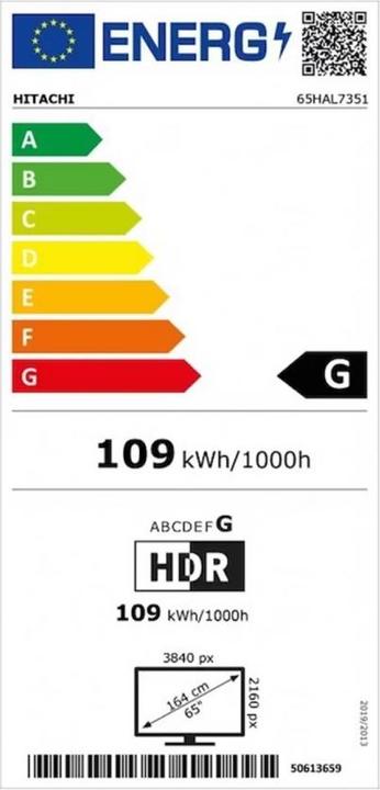 Energie-Label Hitachi 65HAL7351 (65", LCD, 4K, 2021)