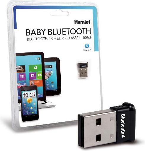 Immagine prodotto Hamlet Adattatore Baby Bluetooth usb classe 1, 50 metri colore nero (Trasmettitore e ricevitore)