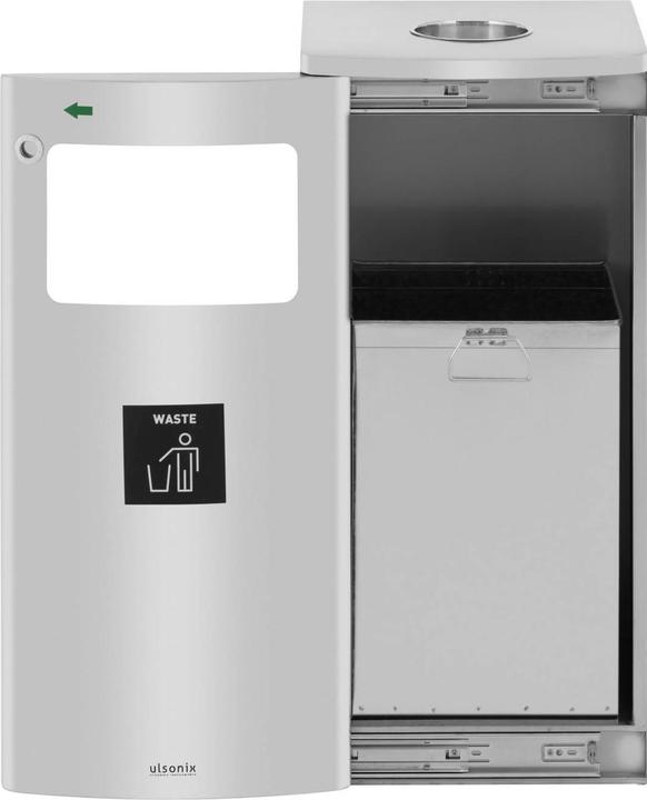 Produktbild Ulsonix Abfalleimer Mülleimer rechteckig mit Aschenbecher Edelstahl / verzinkter Stahl (28.50 l)