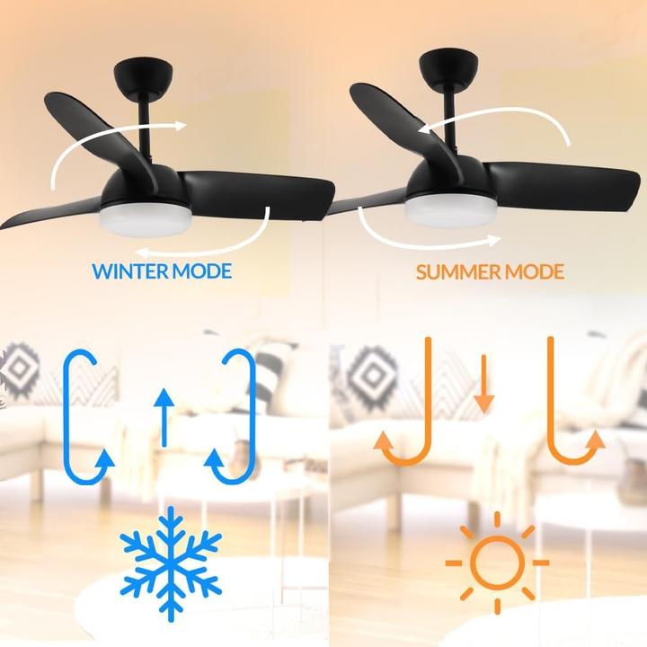 Produktbild M Mimotec Ceiling Fan with LED Light, Remote Control, 6 Speeds, Silent DC Motor, Summer-Winter Function, Timer