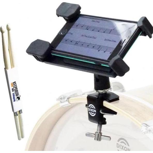 Dixon PAKL-BDT-BX Bass Drum Tablet Halter mit Drumsticks, Zubehör Instrumente