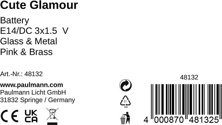 Nährwerte und Zutaten Pauleen Mobile Tischleuchte Cute Glamour (15 lm, E14)