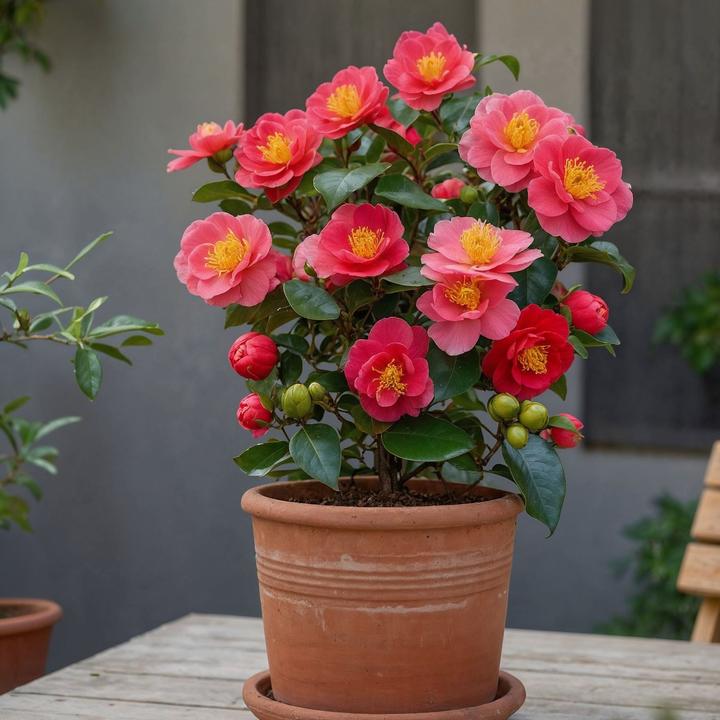 Actual product image Plant in a Box Camellia japonica Lady Campbell - Kamelie (60 cm)