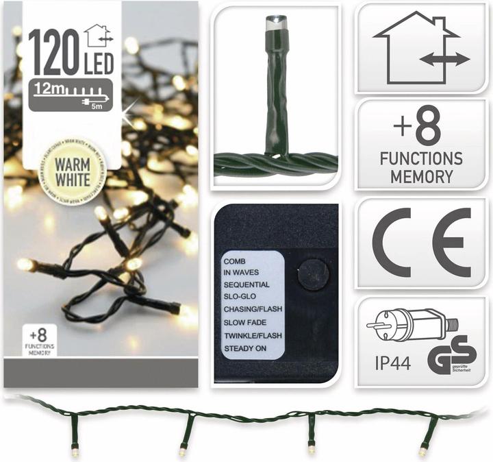 Actual product image Mondex ŁAŃCUCH LED 120L WARM WHITE ZEWNĘTRZNE 9m +8funkcji (13 m)
