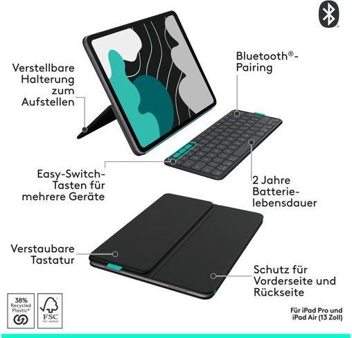 Actual product image Logitech Flip Folio (Swiss, iPad Air 13 2024 (M2), iPad Air 13 2025, iPad Pro 13 2024 (M4), iPad Pro 13 2025)