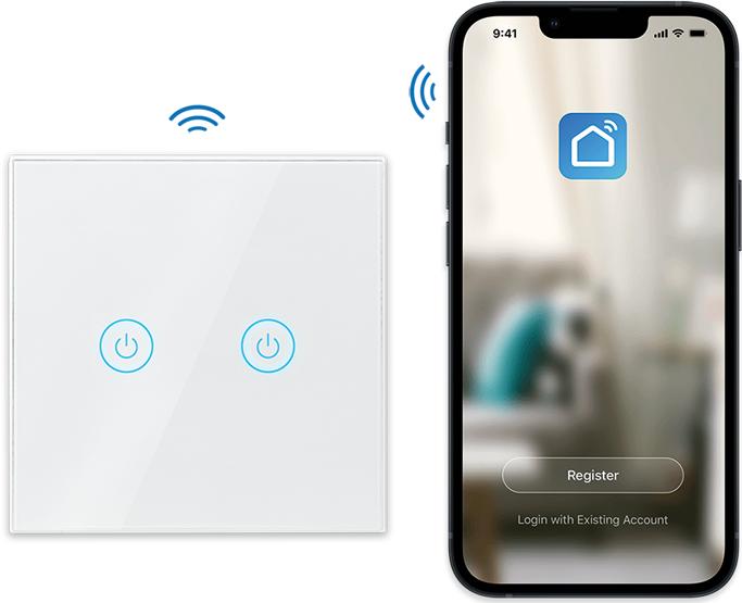Actual product image LogiLink Smart Home Wi-Fi Wall Switch 2-Fold