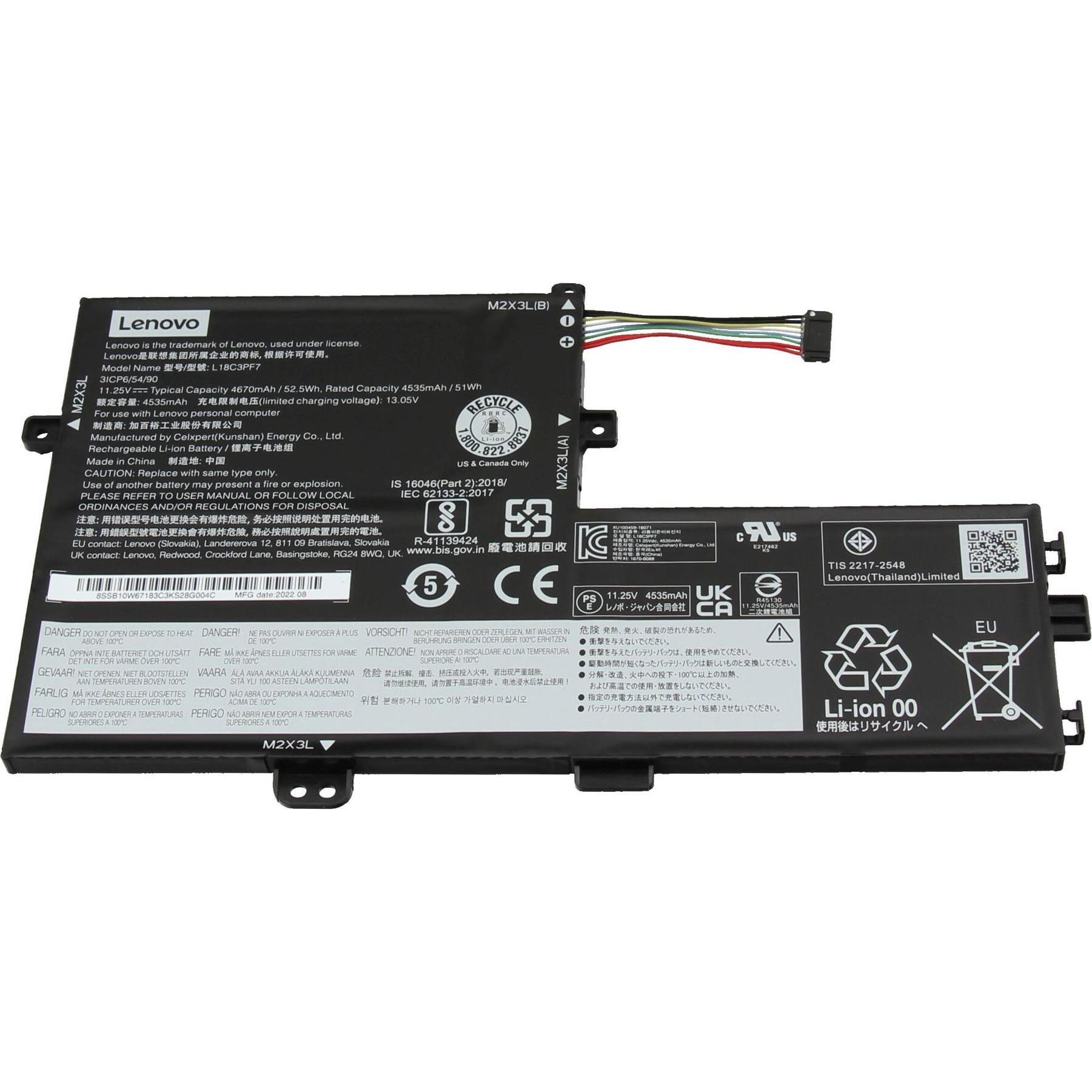 Lenovo 5B10T09097 (3 Zellen, 4670 mAh), Notebook Akku