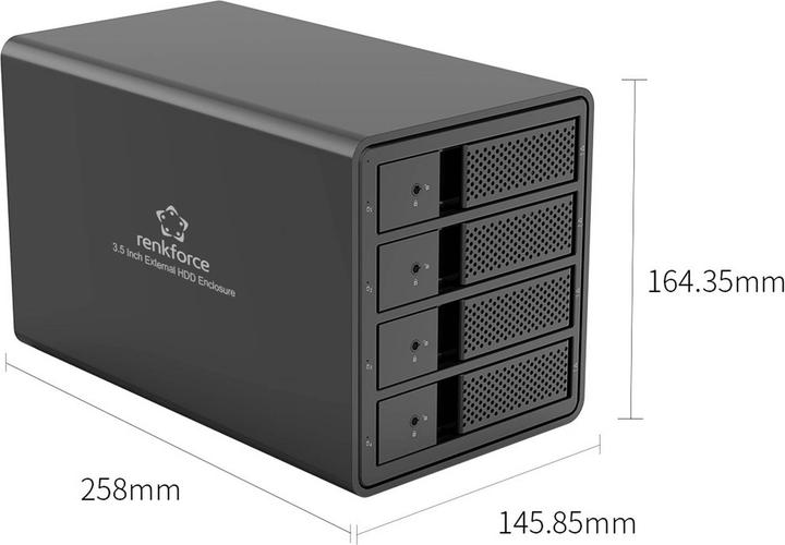 Actual product image Renkforce RF-6647598 8.9 cm (3.5 Zoll) Festplattengehäuse 4 Bay 3.5 Zoll USB-A ( (3.5")