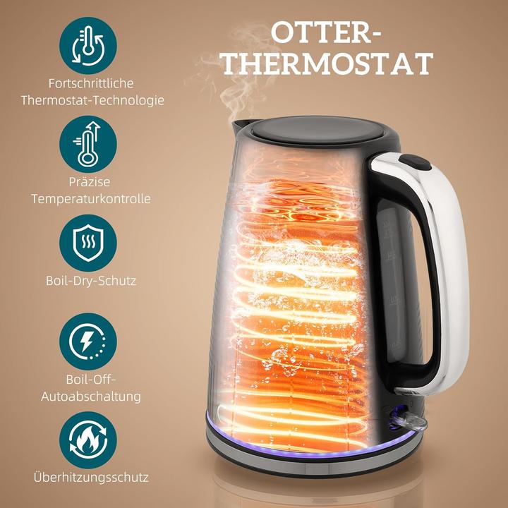 Produktbild Homcom Wasserkocher-Toaster-Set Stahl, Kunststoff Schwarz (1.70 l)