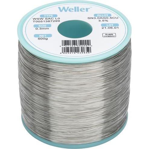 Weller Erem Lötdraht Sn96.5/Ag3/Cu0.5 500 g 0.3 mm (WSW SAC L0 0,3MM, 500G), Lötgerät Zubehör