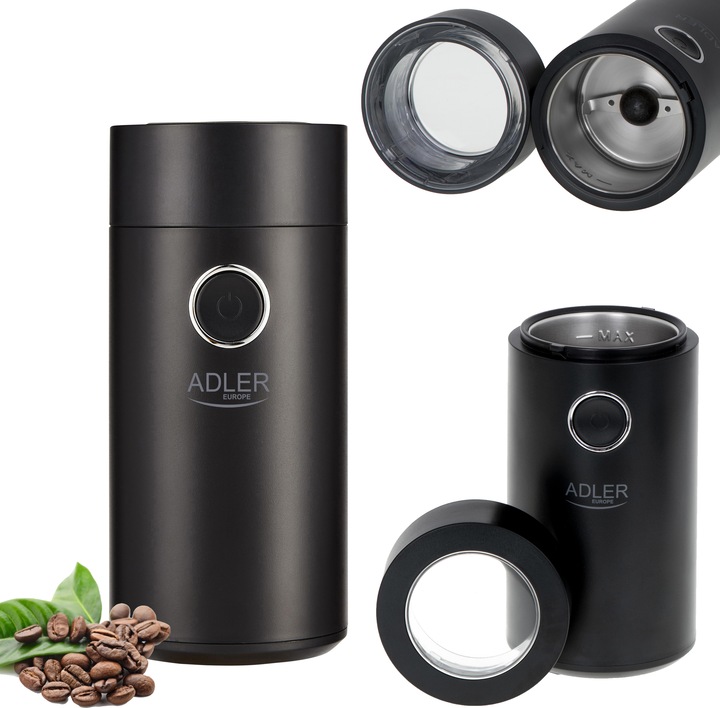 Immagine prodotto Adler Macinacaffè AD4446bs 150 W, Capacità chicchi di caffè 75 g, Interruttore di sicurezza del (Spina CH)