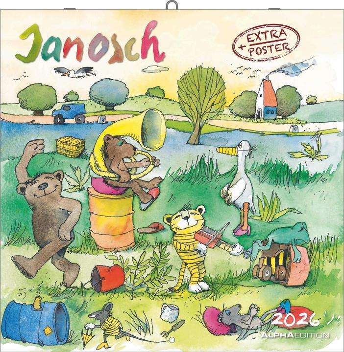 Alpha Edition Janosch 2026 - Broschürenkalender 30x30 cm (30x60 geöffnet) - Kalender mit Platz für Notizen - (German)