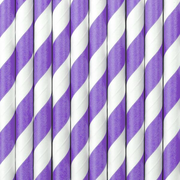 Actual product image Partydeco Striped Straws Purple (10 x)