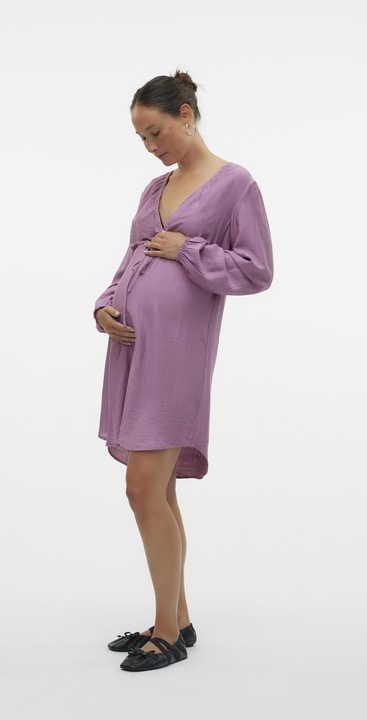 Image du produit Mamalicious Coupe normale Col en V Poignets élastiques Robe courte (XS)