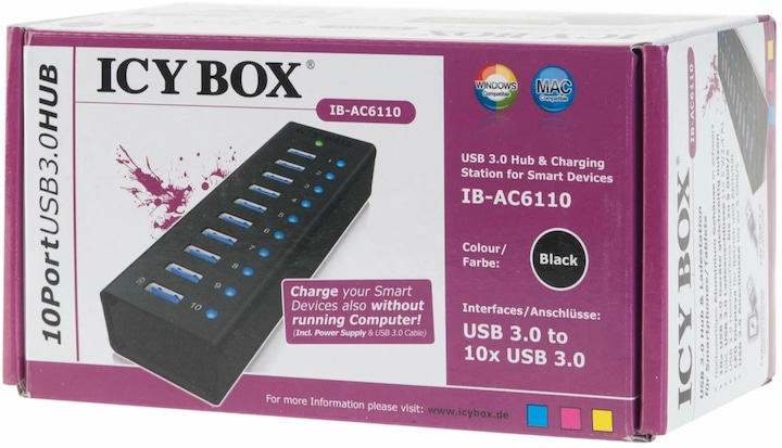 Produktbild Icy Box Ib-Ac6110 (USB-B, 10 Ports)