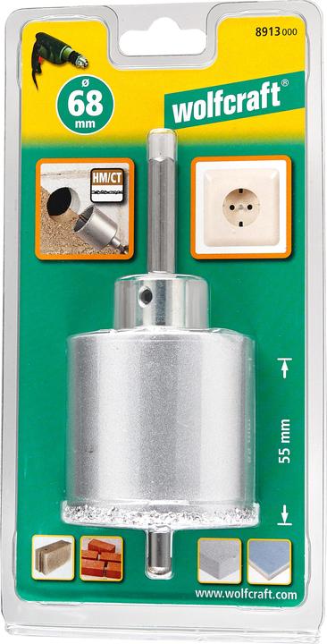 Actual product image wolfcraft wolfcraft 1 Bohrkrone HM m. Schaft u. Bohrer ø68mm (68 millimetres)