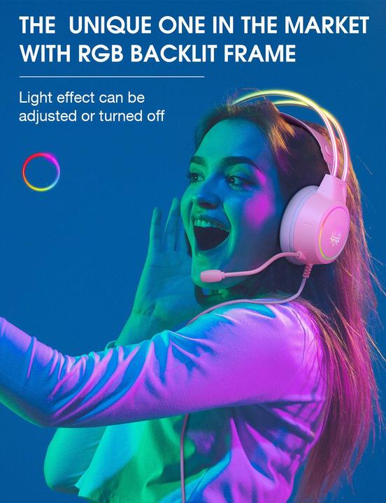 Produktbild Onikuma X15 PRO RGB-Gaming-Kopfhörer (kabelgebunden) Pink (Kabelgebunden)