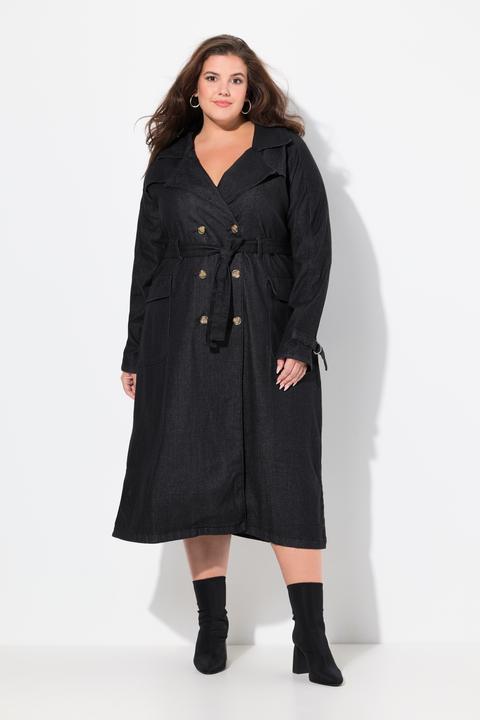 Image du produit Ulla Popken Trench-coat en jean, col à revers et double rangée de boutons. Style vintage. (58)