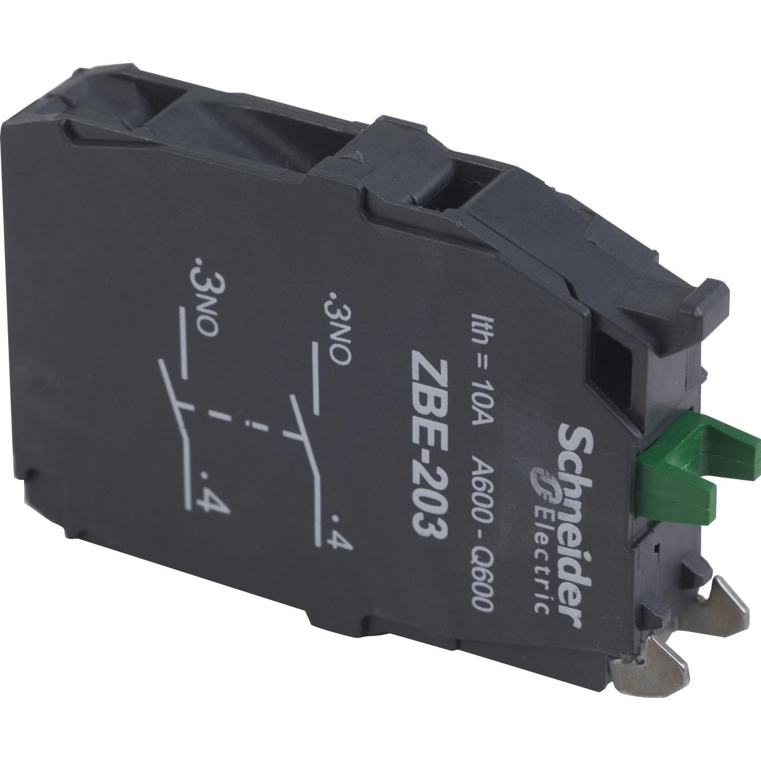 Schneider Electric Doppelkontakt 2 x Schließer ZBE203, Taster + Schalter, Schwarz