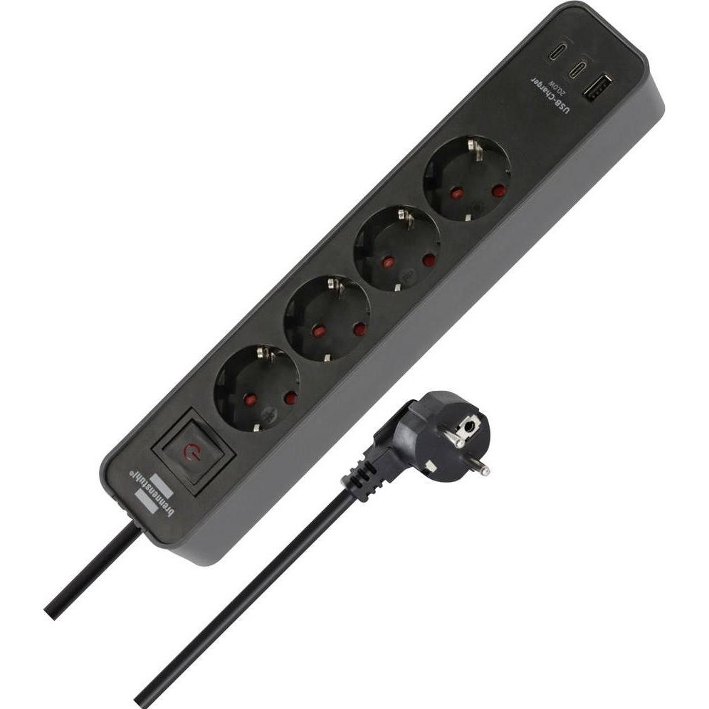 Brennenstuhl, Ciabatta multipresa, 1153240216 Steckdosenleiste Schwarz Schutzkontakt 1 St. (4x, CEE 7/4)