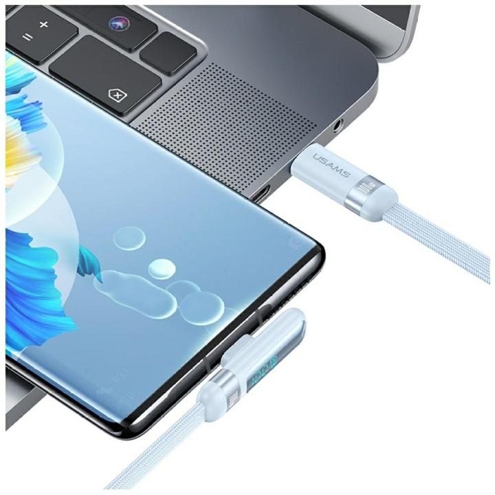 Actual product image Usams US-SJ653 PD100W Type-C To Type-C Right-angle Fast Charging & Data Cable-wind series 1.2m - Purple (1.20 m, 100 W)