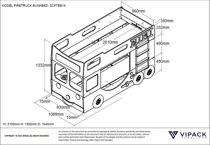 Image du produit Vipack Pompiers (90 x 200 cm)