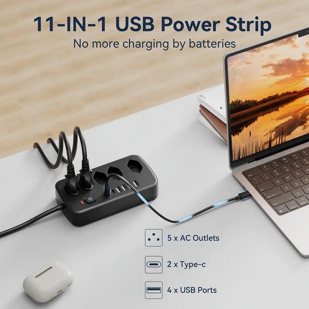 Produktbild PhoneLook 11-in-1-Steckdosenleiste (11 x, USB-A, USB-C)
