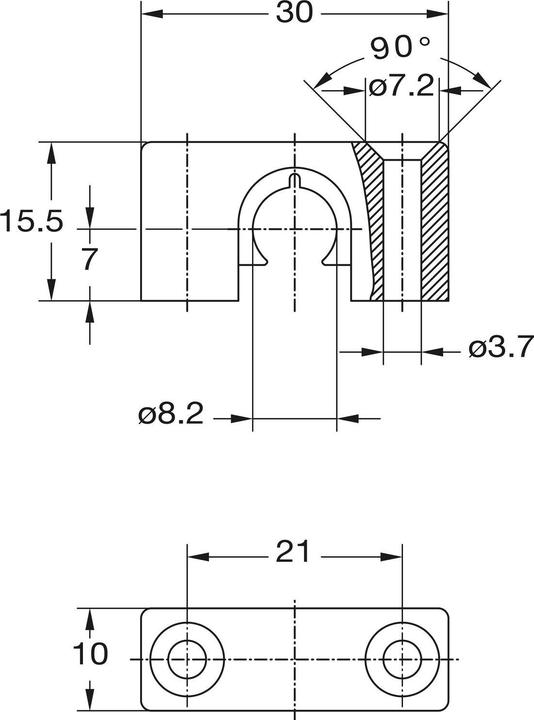 Produktbild Junie Stangenführung ø 8 mm zum Aufschrauben, Stahl vernickelt