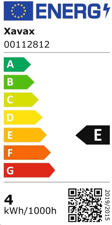 Energie-Label Xavax LED-Filament, E27, 470lm ersetzt 40W, Glühlampe, matt, Warmweiss (E27, 4 W, 470 lm, 1 x, E)