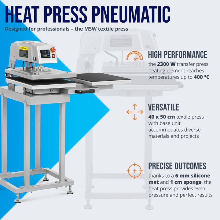 Actual product image MSW Pneumatic Heat Press - double - 40 x 50 cm - with base