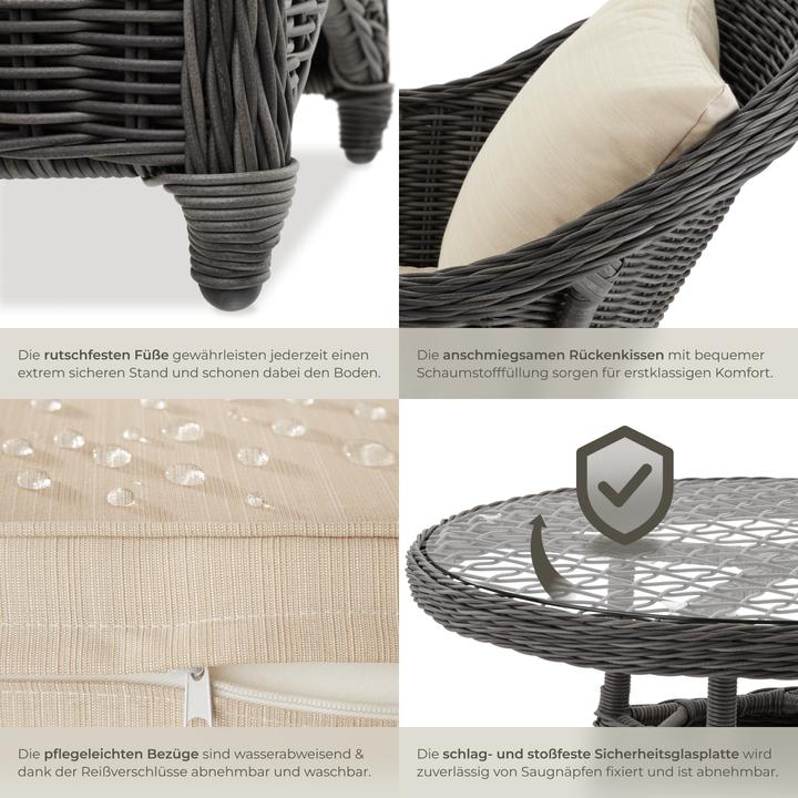 Produktbild tectake Rattan Sitzgruppe Zürich 4+1 (91 x 73.50 cm)