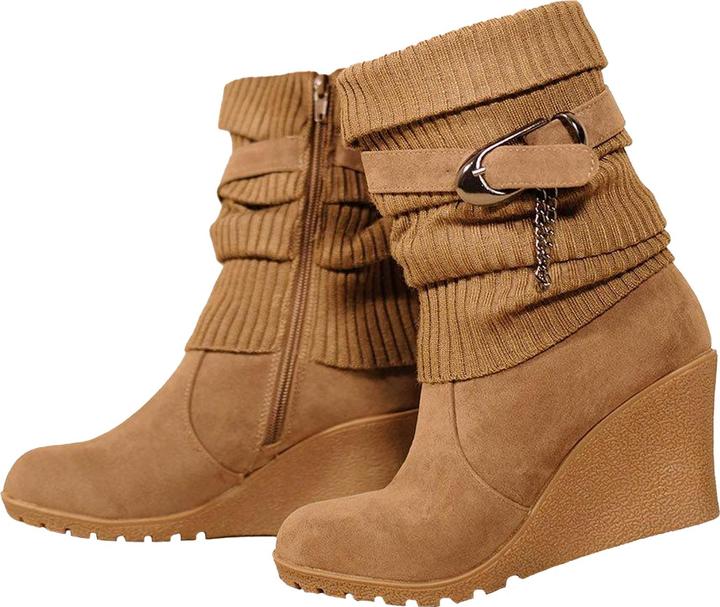 Actual product image Where's That From Womens/Ladies Bryony Suede Knitted Collar Wedge Ankle Boots (41)