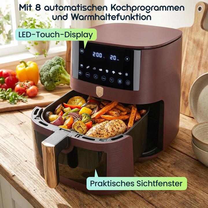 Image du produit BerlingerHaus Friteuse à air chaud avec 8 programmes de cuisson et fonction maintien au chaud, 8l, bordeaux