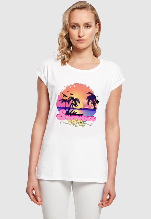 Actual product image Merchcode Ladies Summer Vibes Sunset Extended Shoulder Tee - 116527 (5XL)