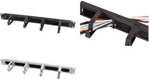 Actual product image LogiLink 19" cable management panel with 4 steel brackets and brush strip, black