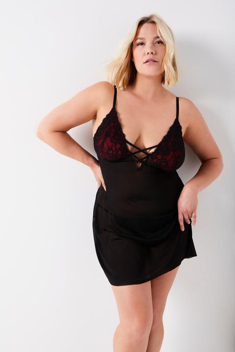 Produktbild Ulla Popken 2er-Pack, Négligé, V-Ausschnitt, String (46, 48)