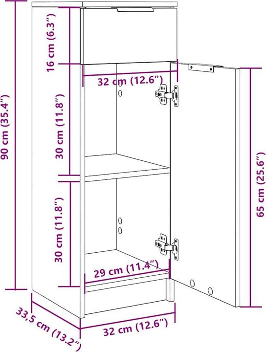 Actual product image vidaXL Badezimmerschrank (32 x 34 x 90 cm)