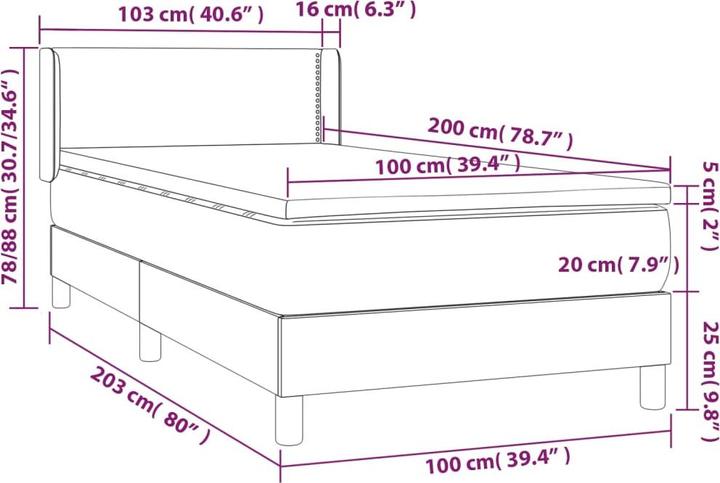 Produktbild vidaXL Boxspringbett (100 x 200 cm)