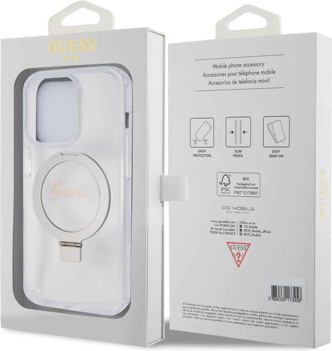Produktbild Guess GUHMP15XHRSGSD iPhone 15 Pro Max 6.7" przezroczysty/transparent hardcase Ring Stand Script Gli (Apple iPhone 15 Pro Max)