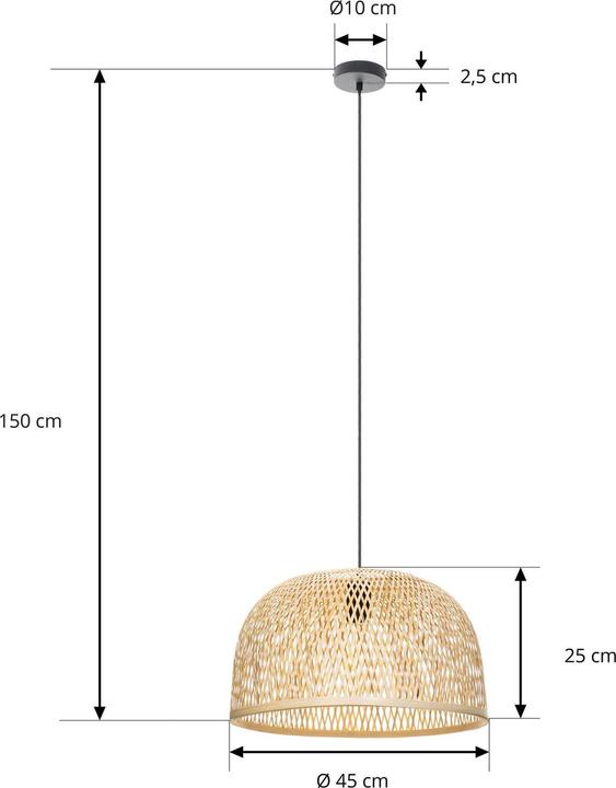 Produktbild Lindby Dabila Pendelleuchte Ø45 Bamboo (E27)