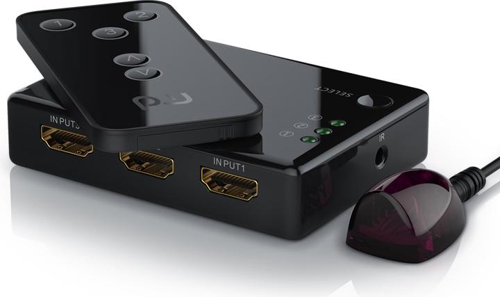 Actual product image Primewire HDMI Switch 4k Ultra HD, 3 Port Splitter with Remote Control, 4K, 3D, CEC, ARC