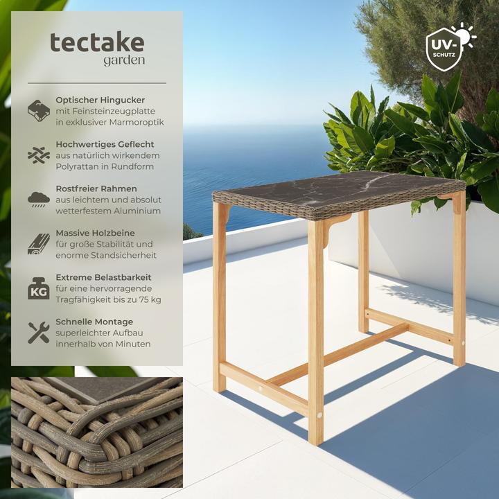 Immagine prodotto tectake Tavolo da bar in rattan Kutina 96 x 65 x 100 cm (96 cm)