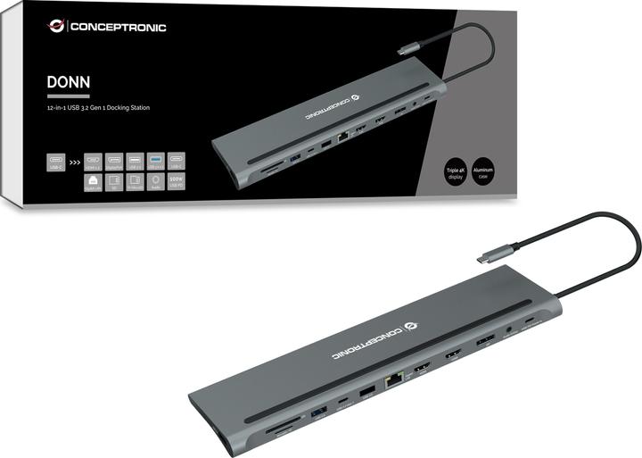 Produktbild Conceptronic 12-in-1 Dockingstation (USB-C, 12 Ports)